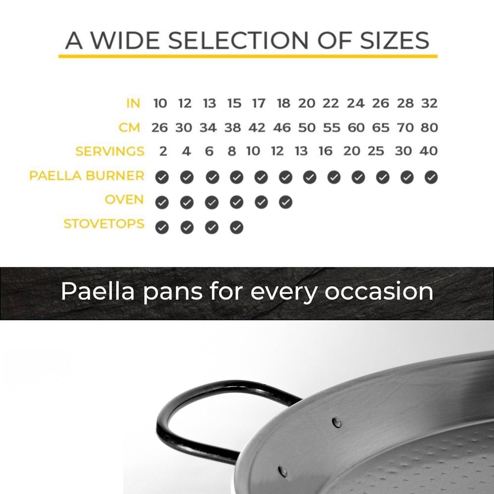 15 Inch Stainless Steel Paella Pan with Gold Handles - Serves 6